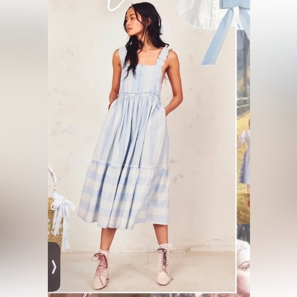 New! LoveShackFancy Anne Stripe Midi Dress 🩵 Medium NWT! - Picture 10 of 16